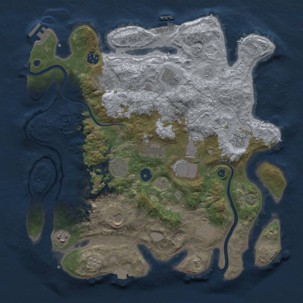 Rust Map: Procedural Map, Size: 3800, Seed: 2062274, 17 Monuments