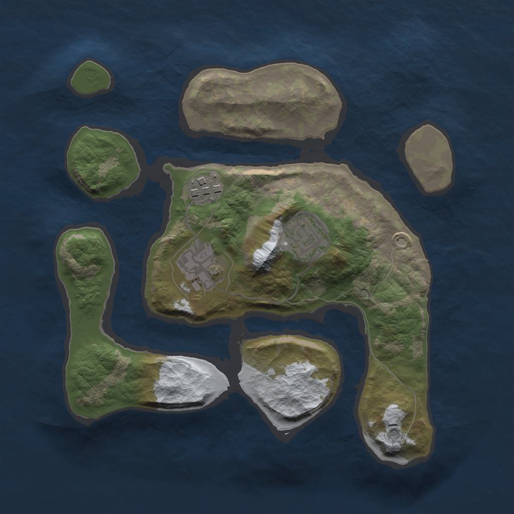 Rust Map: Barren, Size: 2500, Seed: 395671, 5 Monuments