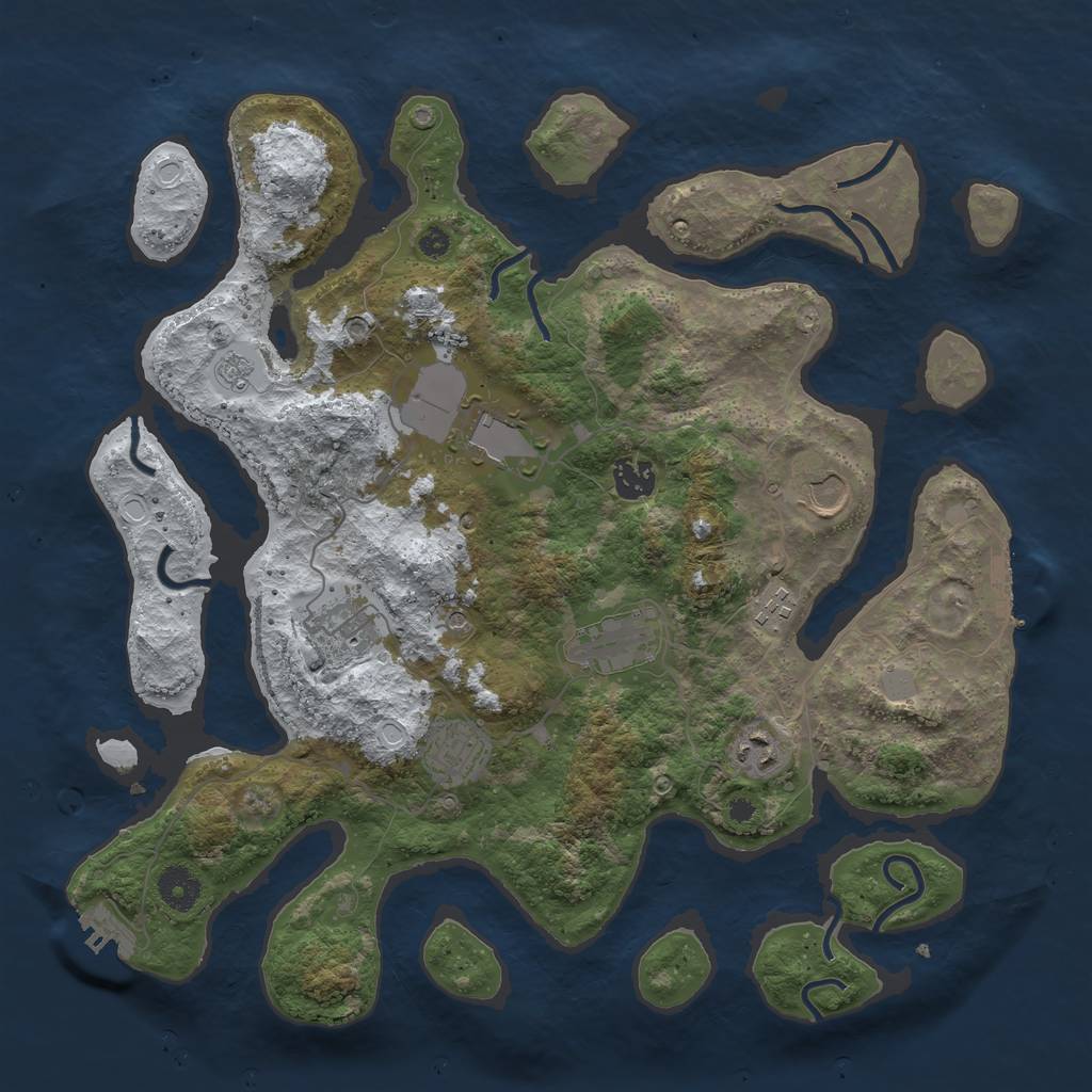 Rust Map: Procedural Map, Size: 3800, Seed: 823878, 17 Monuments