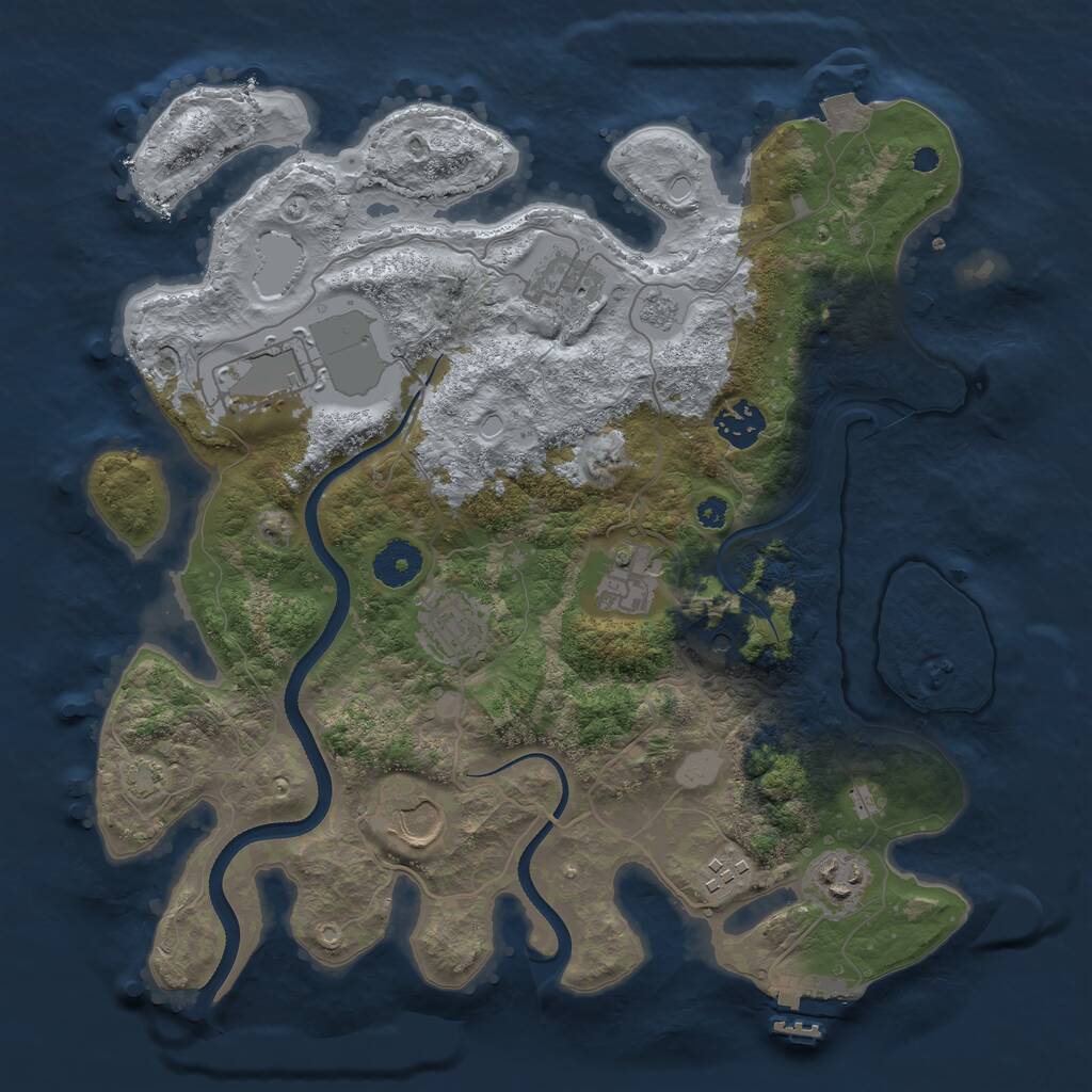Rust Map: Procedural Map, Size: 3500, Seed: 195897, 13 Monuments