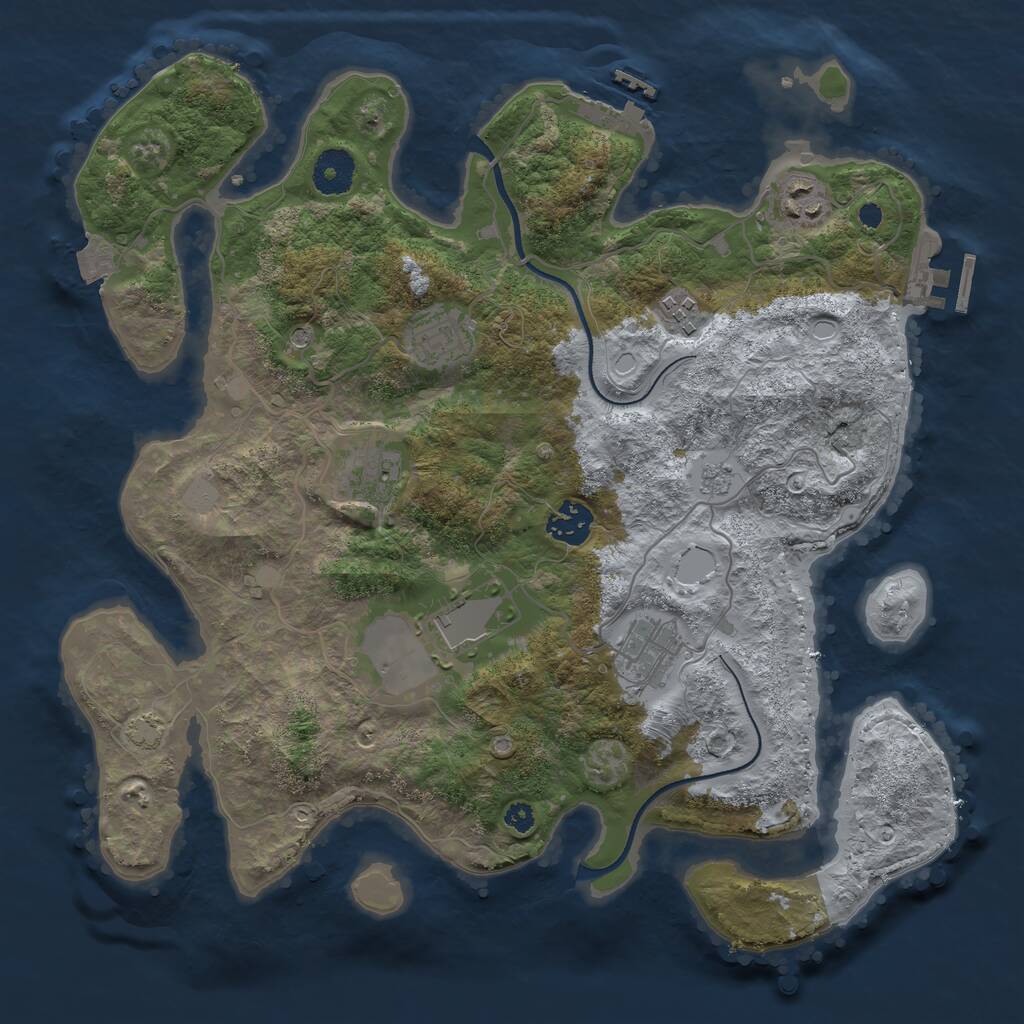 Rust Map: Procedural Map, Size: 3500, Seed: 2765240, 13 Monuments