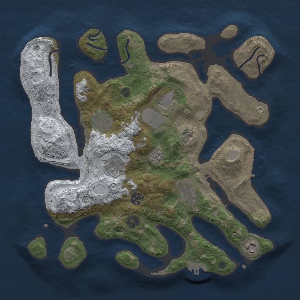 Rust Map: Procedural Map, Size: 3500, Seed: 2417585, 16 Monuments