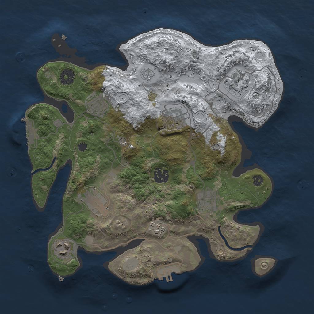 Rust Map: Procedural Map, Size: 3000, Seed: 21935, 17 Monuments