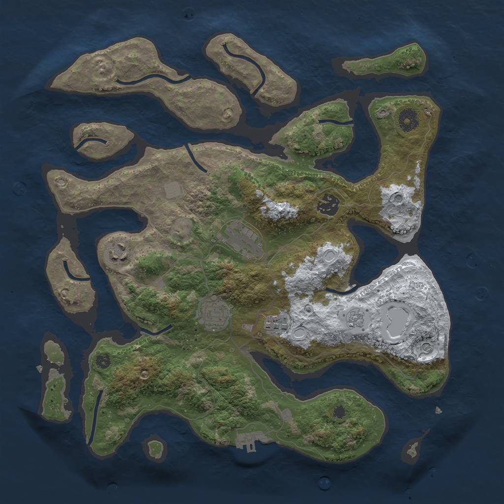 Rust Map: Procedural Map, Size: 3500, Seed: 5389991, 13 Monuments