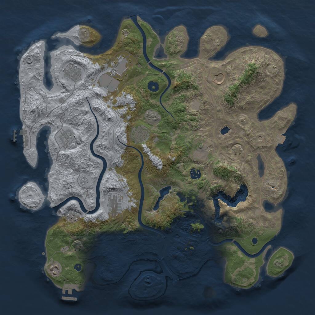 Rust Map: Procedural Map, Size: 4250, Seed: 1400909414, 16 Monuments