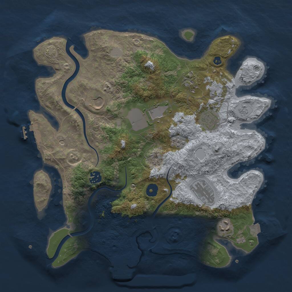 Rust Map: Procedural Map, Size: 3500, Seed: 3238314, 14 Monuments