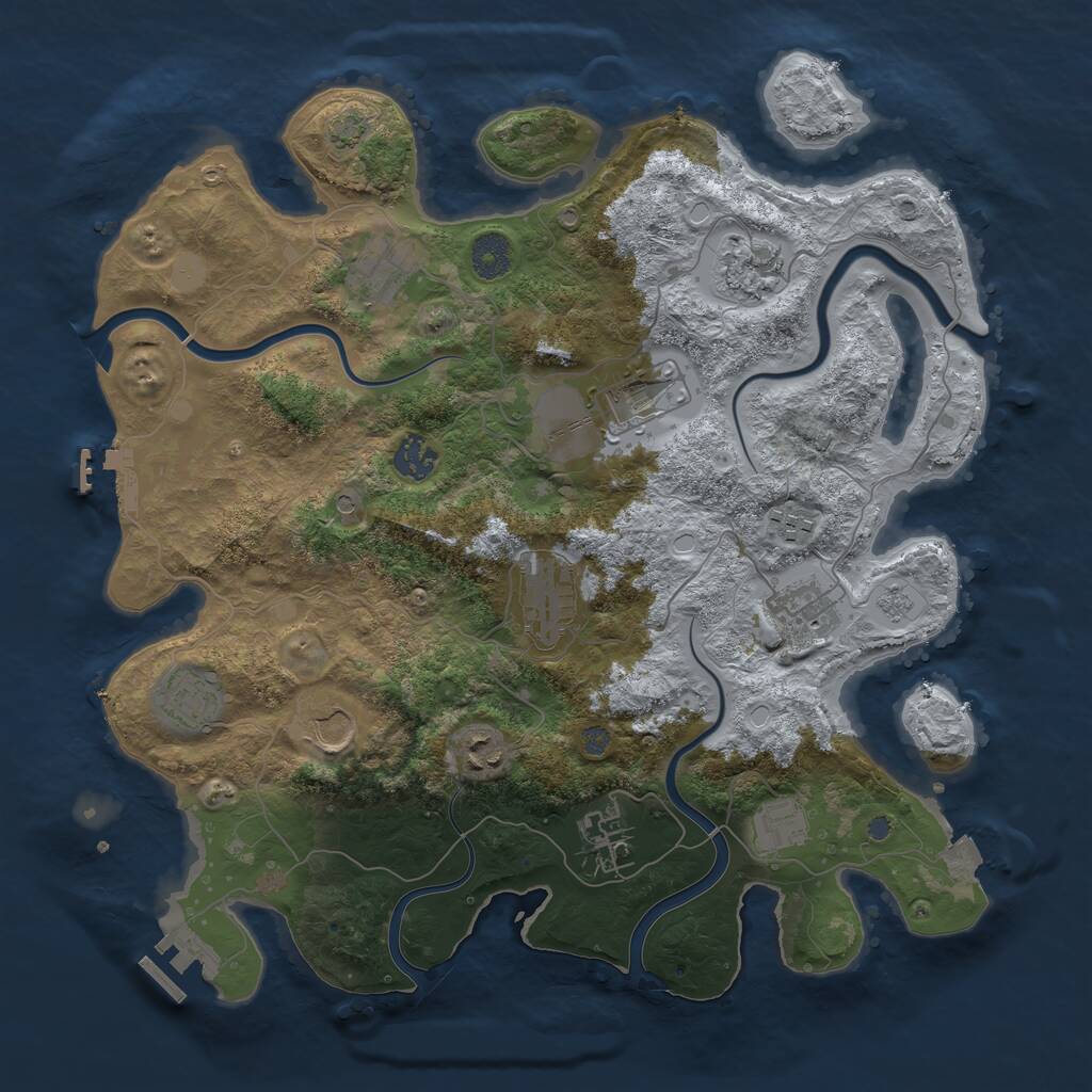 Rust Map: Procedural Map, Size: 3800, Seed: 2257624, 19 Monuments