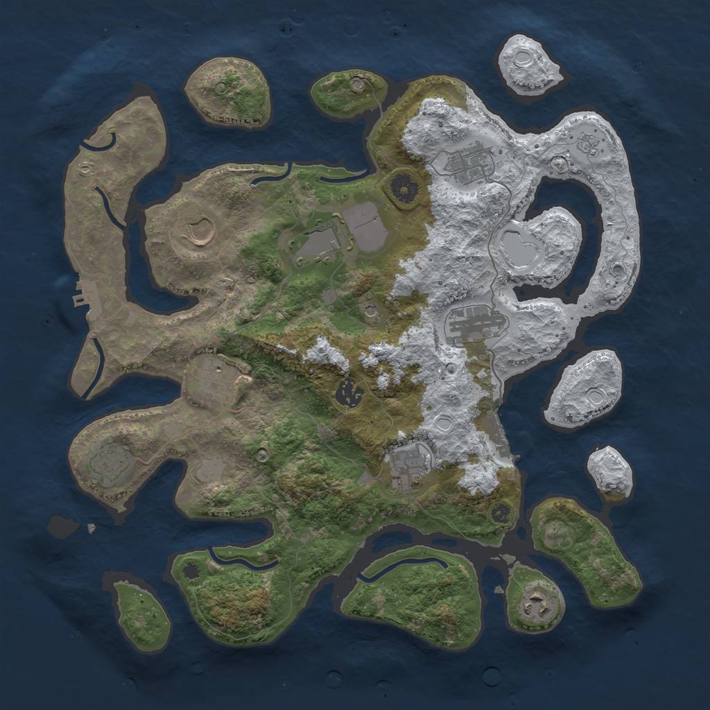 Rust Map: Procedural Map, Size: 3800, Seed: 2257624, 18 Monuments