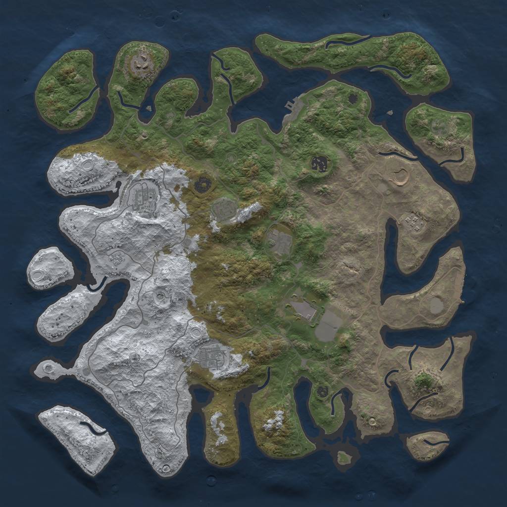 Rust Map: Procedural Map, Size: 4500, Seed: 41516, 18 Monuments