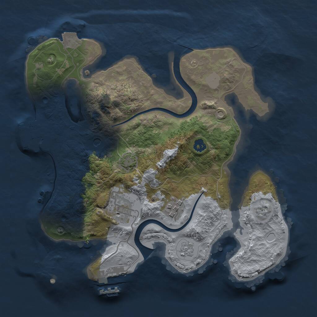 Rust Map: Procedural Map, Size: 2500, Seed: 2185850, 8 Monuments