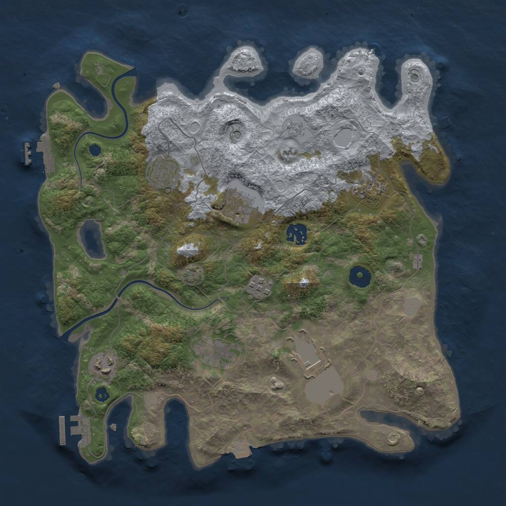 Rust Map: Procedural Map, Size: 3500, Seed: 2075069, 14 Monuments