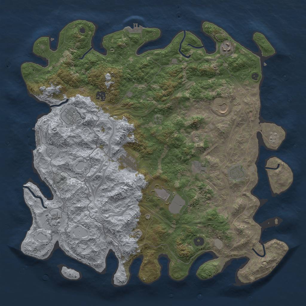 Rust Map: Procedural Map, Size: 4500, Seed: 83642939, 17 Monuments