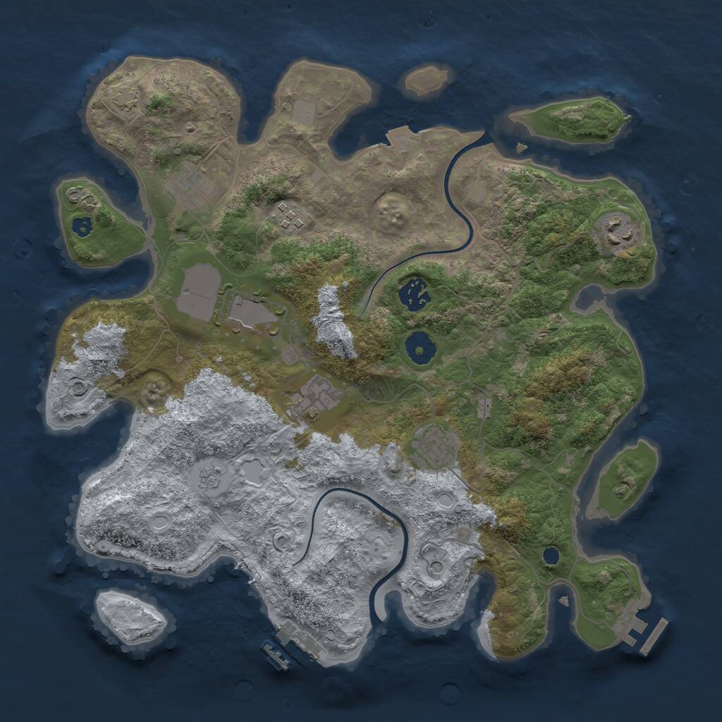 Rust Map: Procedural Map, Size: 3500, Seed: 679908, 13 Monuments