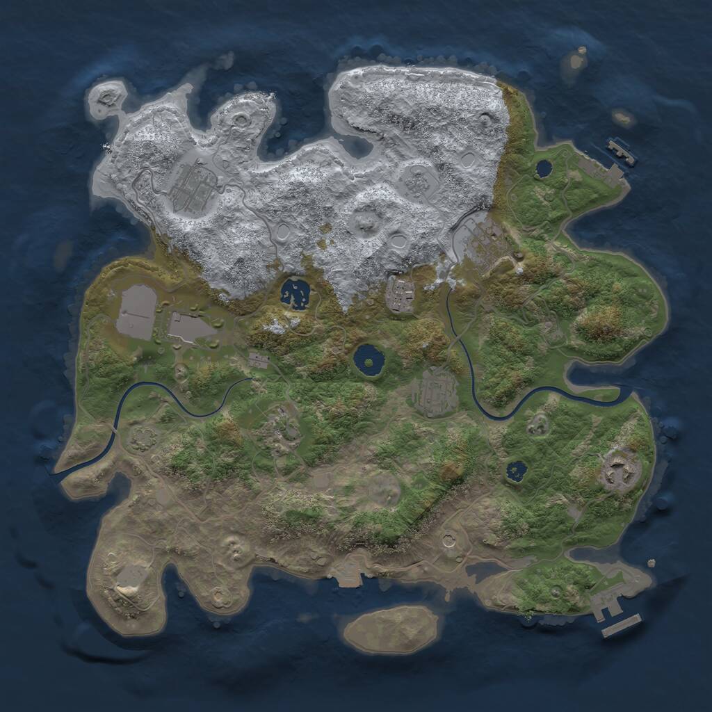 Rust Map: Procedural Map, Size: 3500, Seed: 5221734, 14 Monuments