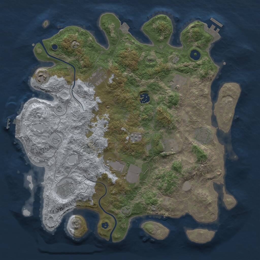 Rust Map: Procedural Map, Size: 3800, Seed: 54662, 15 Monuments