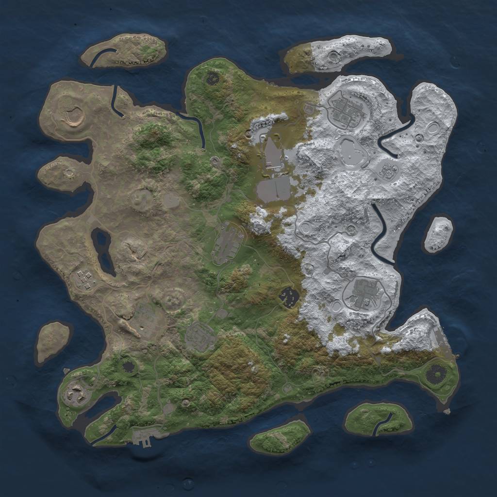Rust Map: Procedural Map, Size: 3800, Seed: 6051018, 19 Monuments
