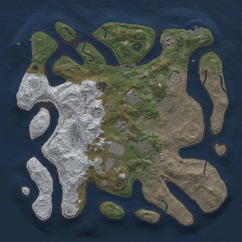 Rust Map: Procedural Map, Size: 4000, Seed: 23251, 18 Monuments