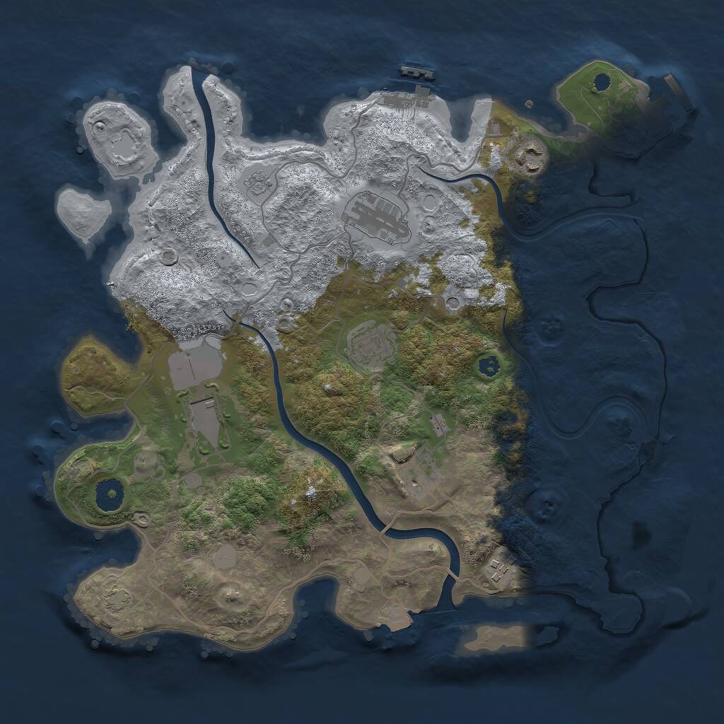 Rust Map: Procedural Map, Size: 3500, Seed: 648252, 12 Monuments