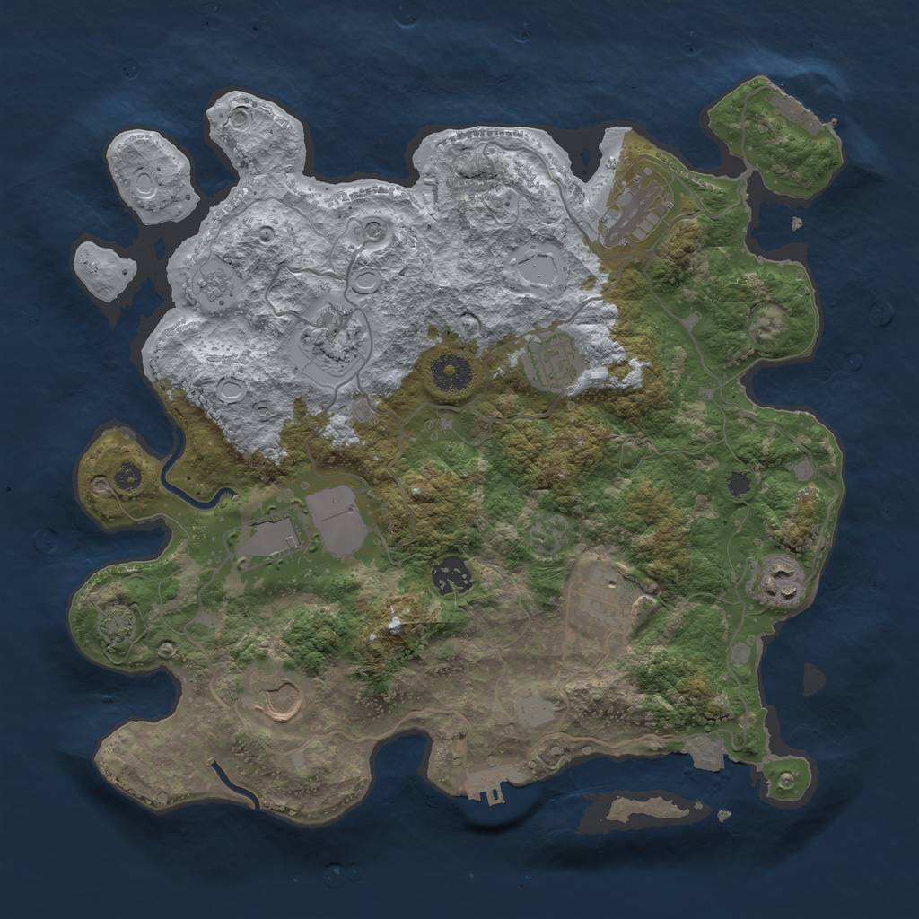 Rust Map: Procedural Map, Size: 3500, Seed: 648252, 16 Monuments