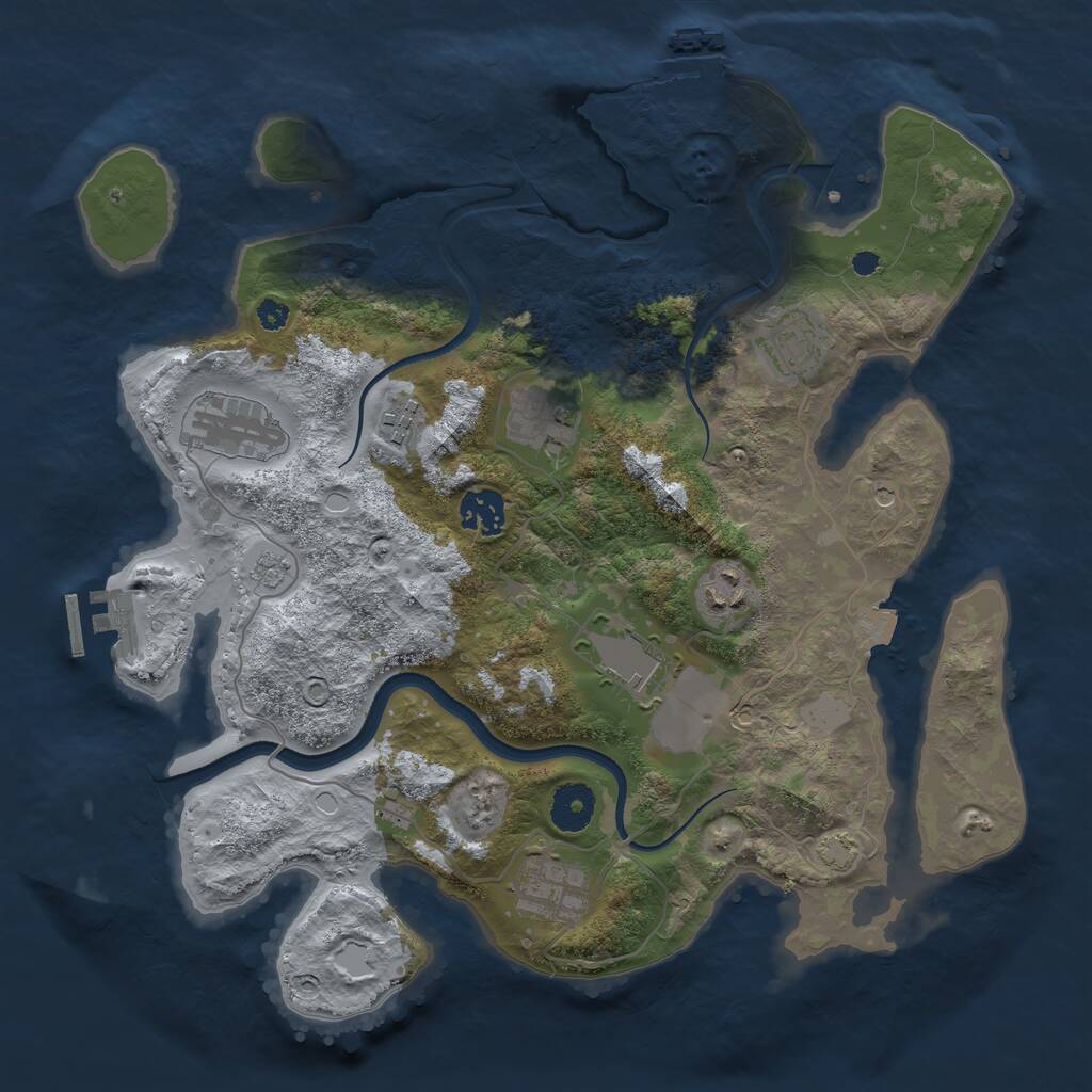 Rust Map: Procedural Map, Size: 3500, Seed: 2717907, 14 Monuments
