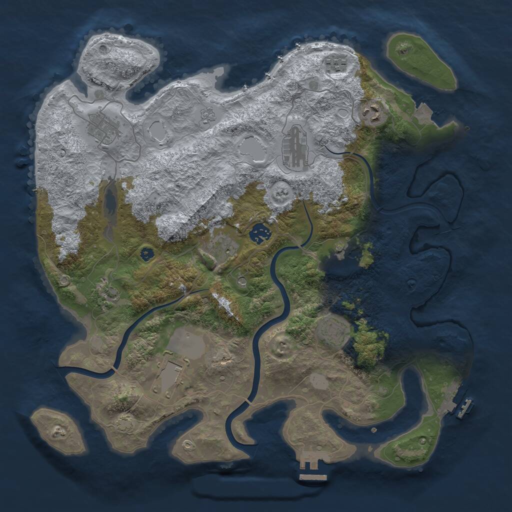 Rust Map: Procedural Map, Size: 3800, Seed: 3168549, 16 Monuments