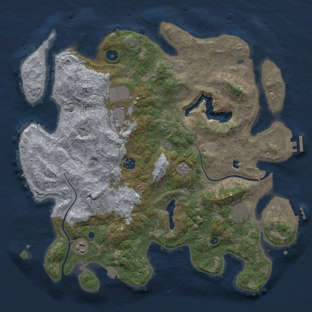 Rust Map: Procedural Map, Size: 4000, Seed: 2033720477, 12 Monuments