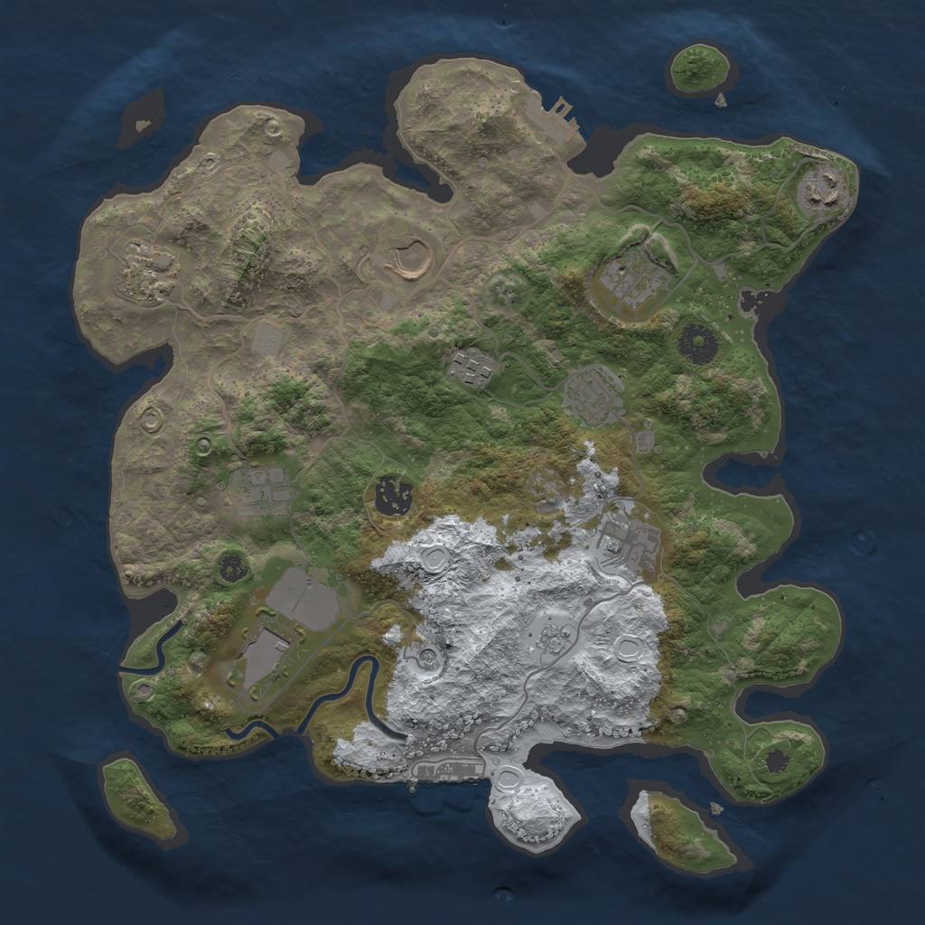 Rust Map: Procedural Map, Size: 3500, Seed: 1243125, 19 Monuments