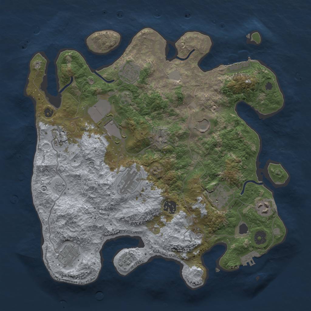 Rust Map: Procedural Map, Size: 3500, Seed: 3427514, 19 Monuments