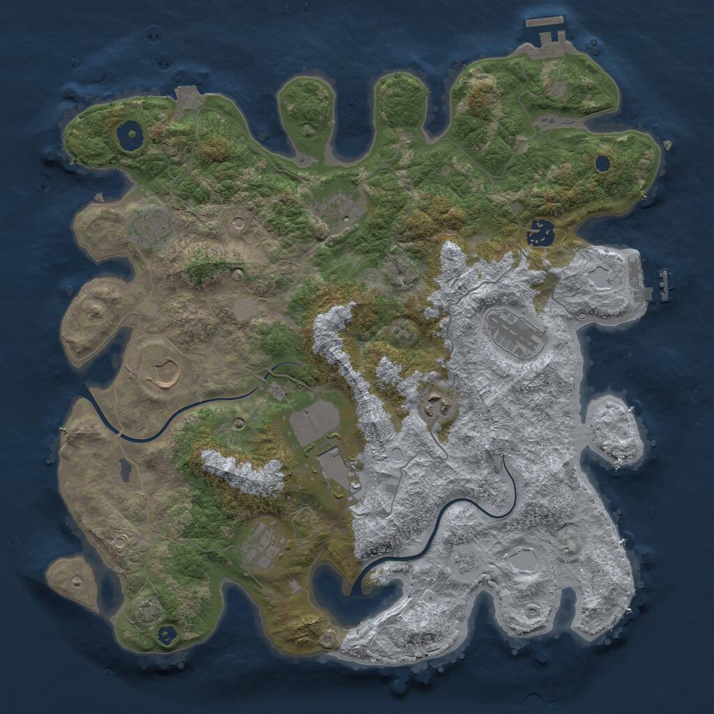 Rust Map: Procedural Map, Size: 3800, Seed: 3571198, 14 Monuments