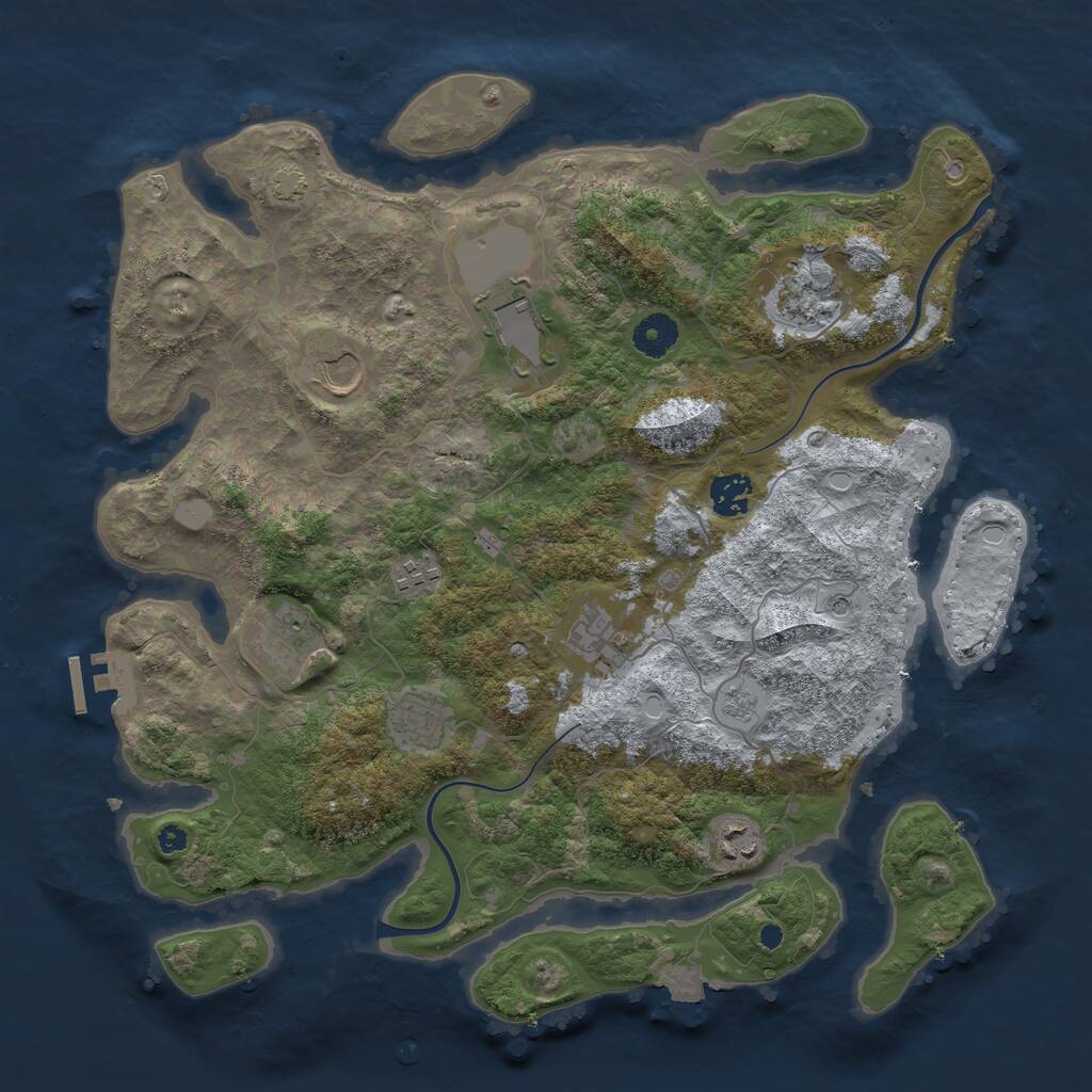 Rust Map: Procedural Map, Size: 3800, Seed: 3561370, 14 Monuments