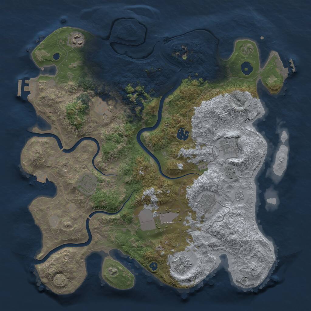 Rust Map: Procedural Map, Size: 3800, Seed: 3057379, 15 Monuments