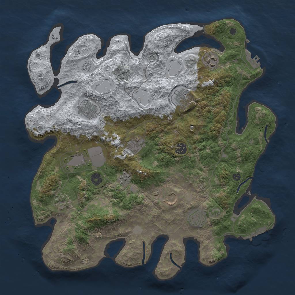 Rust Map: Procedural Map, Size: 3800, Seed: 3784357, 19 Monuments