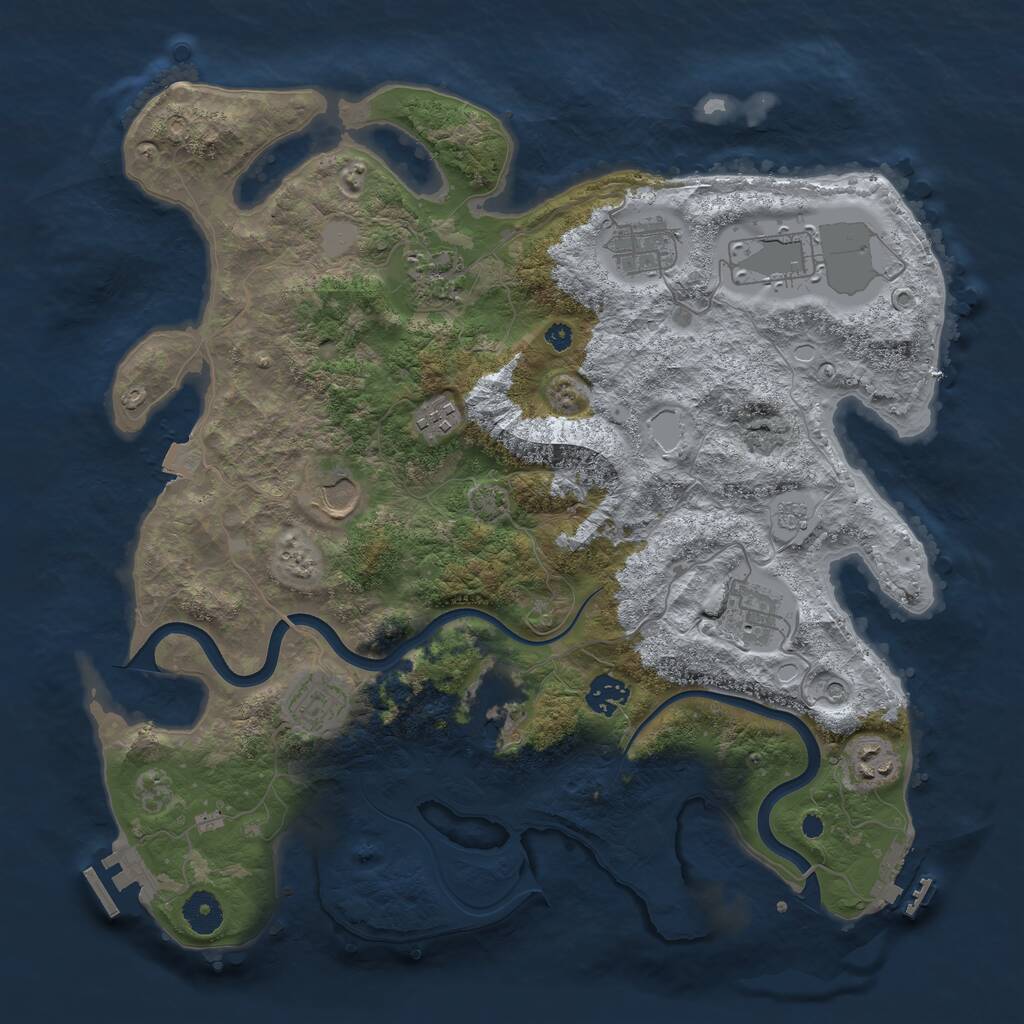 Rust Map: Procedural Map, Size: 3800, Seed: 4539829, 16 Monuments