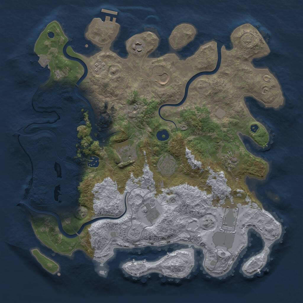 Rust Map: Procedural Map, Size: 3800, Seed: 1341266, 14 Monuments