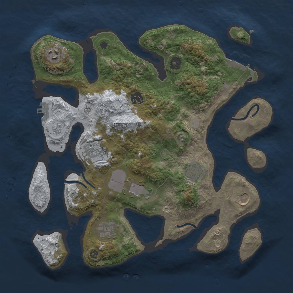 Rust Map: Procedural Map, Size: 3500, Seed: 1748807, 16 Monuments