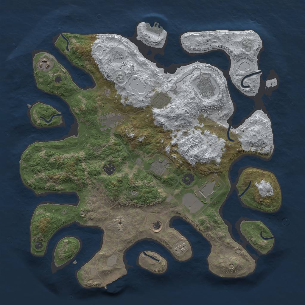 Rust Map: Procedural Map, Size: 3900, Seed: 39, 18 Monuments