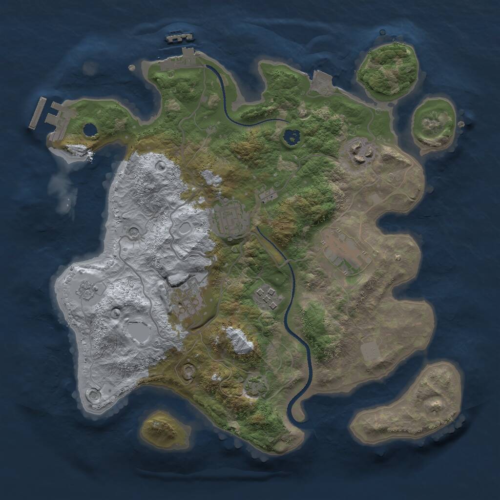 Rust Map: Procedural Map, Size: 3000, Seed: 46495, 11 Monuments