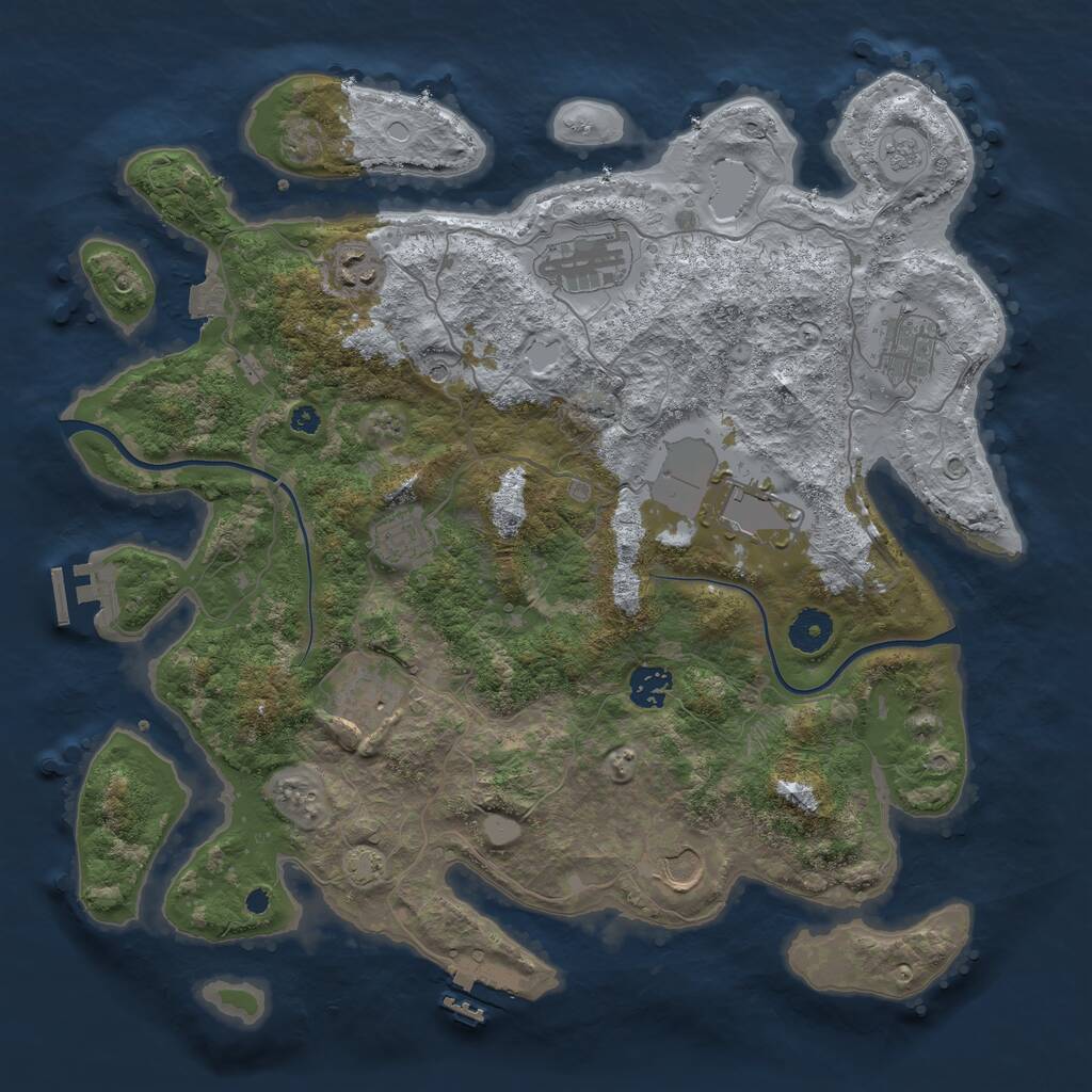 Rust Map: Procedural Map, Size: 3800, Seed: 1040296, 14 Monuments