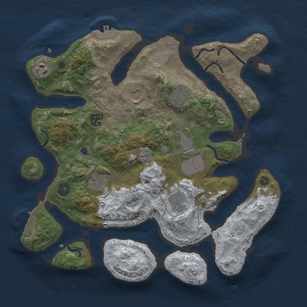 Rust Map: Procedural Map, Size: 3500, Seed: 494174328, 17 Monuments