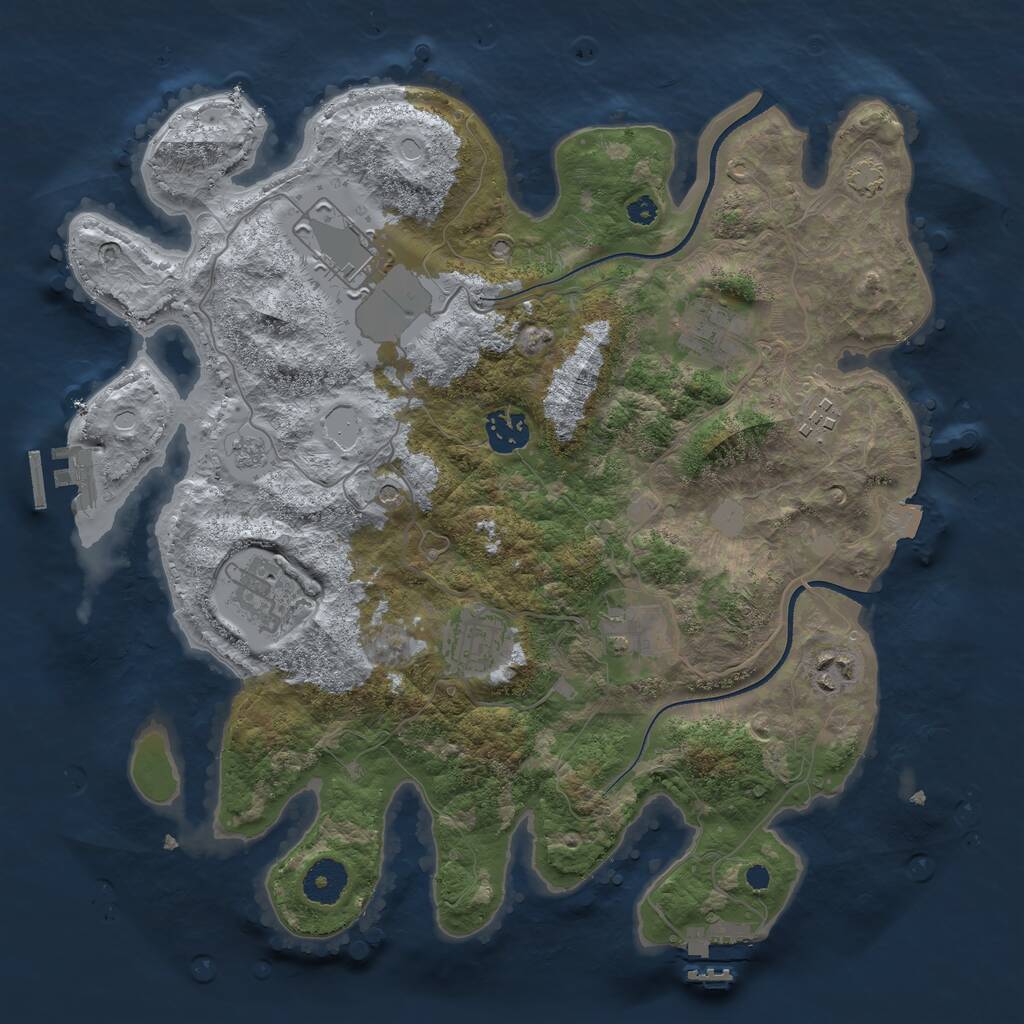Rust Map: Procedural Map, Size: 3500, Seed: 153138841, 14 Monuments