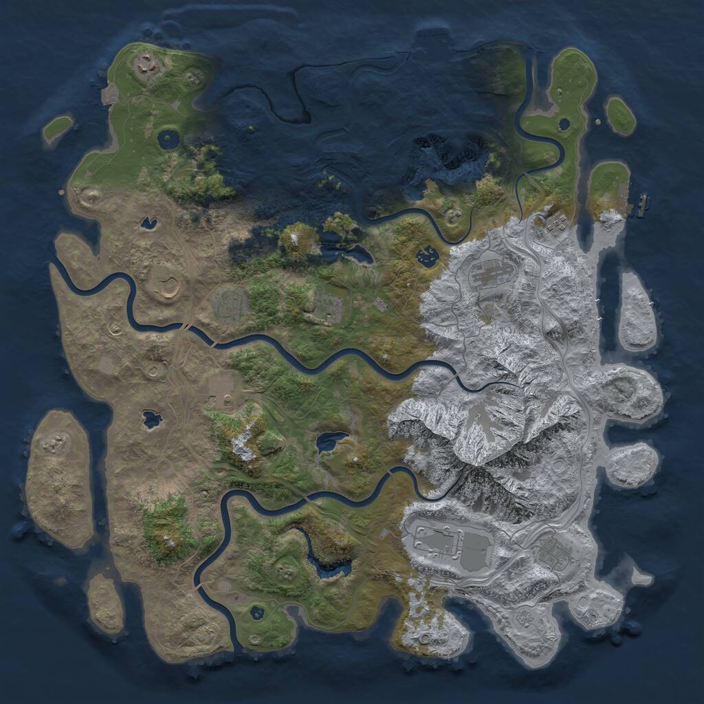 Rust Map: Procedural Map, Size: 5000, Seed: 1000727718, 16 Monuments