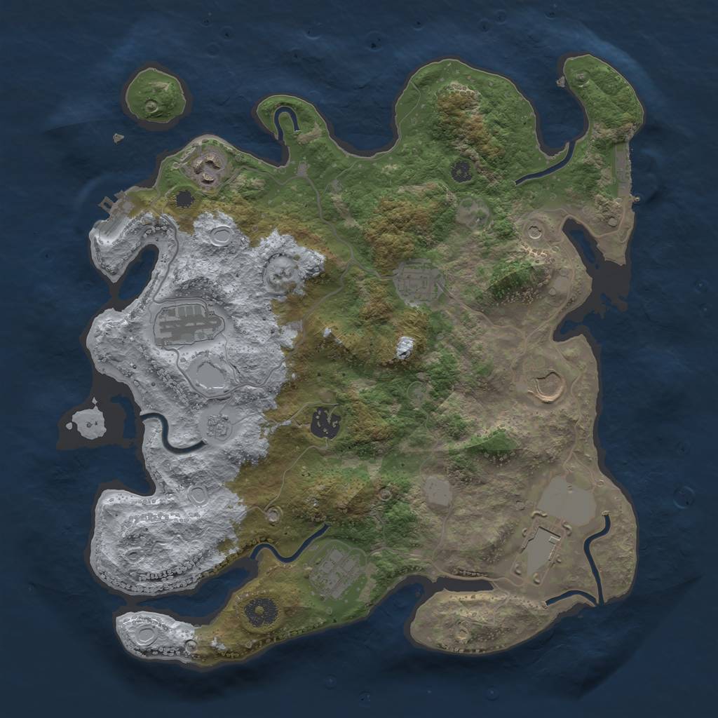 Rust Map: Procedural Map, Size: 3500, Seed: 5167561, 14 Monuments
