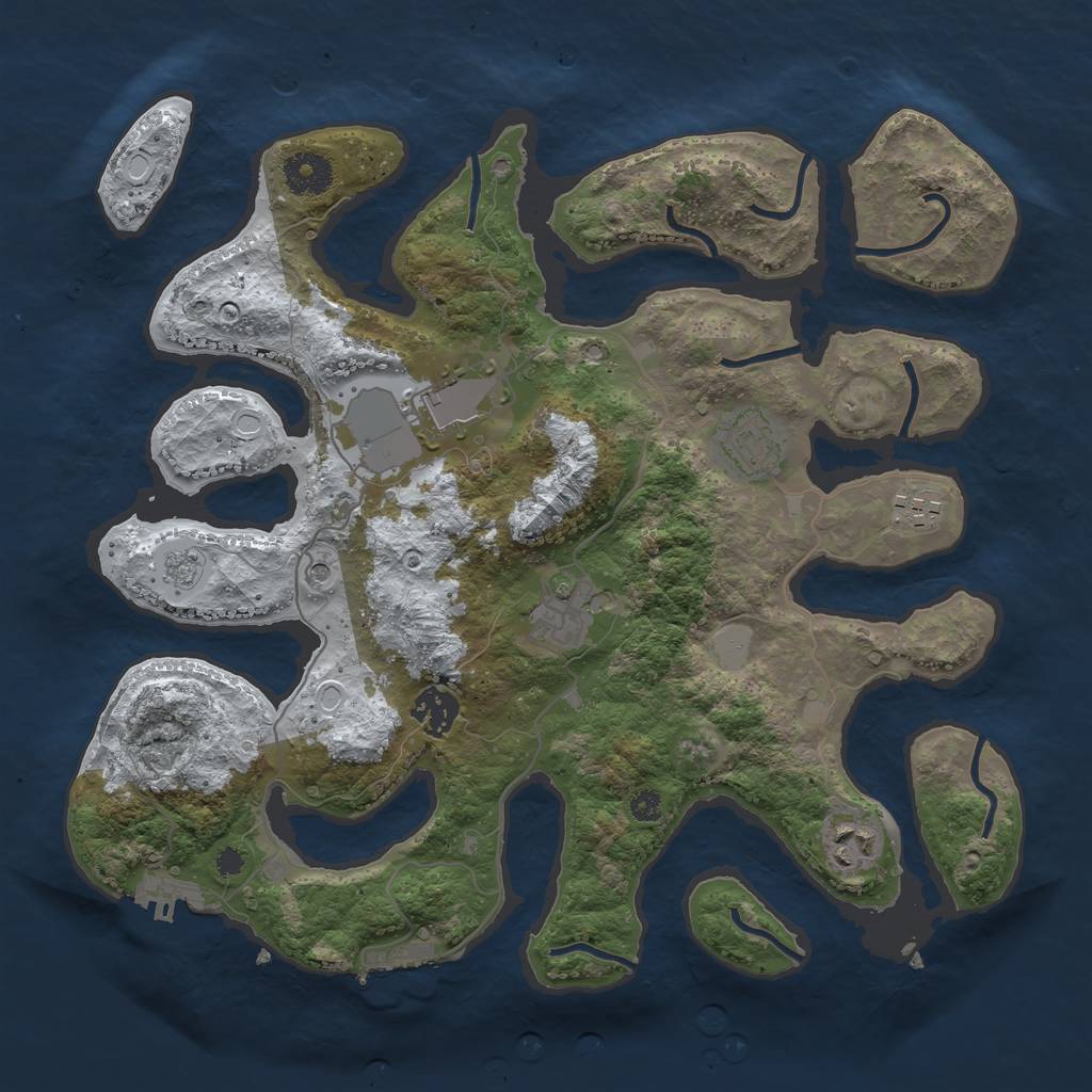 Rust Map: Procedural Map, Size: 3500, Seed: 2989467, 15 Monuments