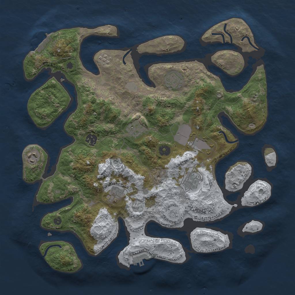Rust Map: Procedural Map, Size: 3850, Seed: 3245234, 17 Monuments