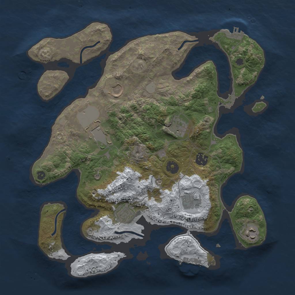 Rust Map: Procedural Map, Size: 3500, Seed: 2531921, 15 Monuments