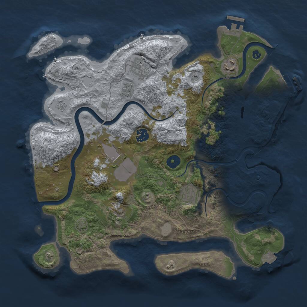 Rust Map: Procedural Map, Size: 3500, Seed: 3168982, 13 Monuments