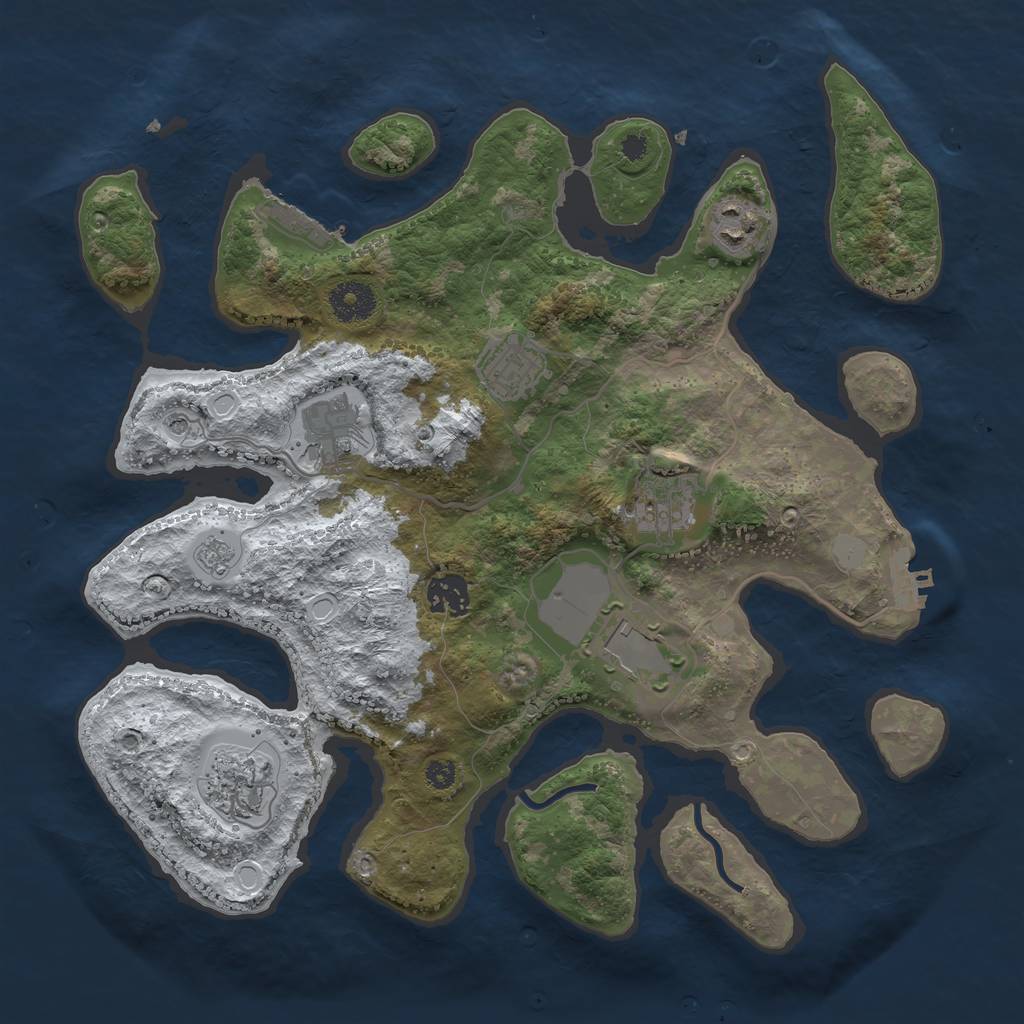 Rust Map: Procedural Map, Size: 3500, Seed: 3120009, 16 Monuments