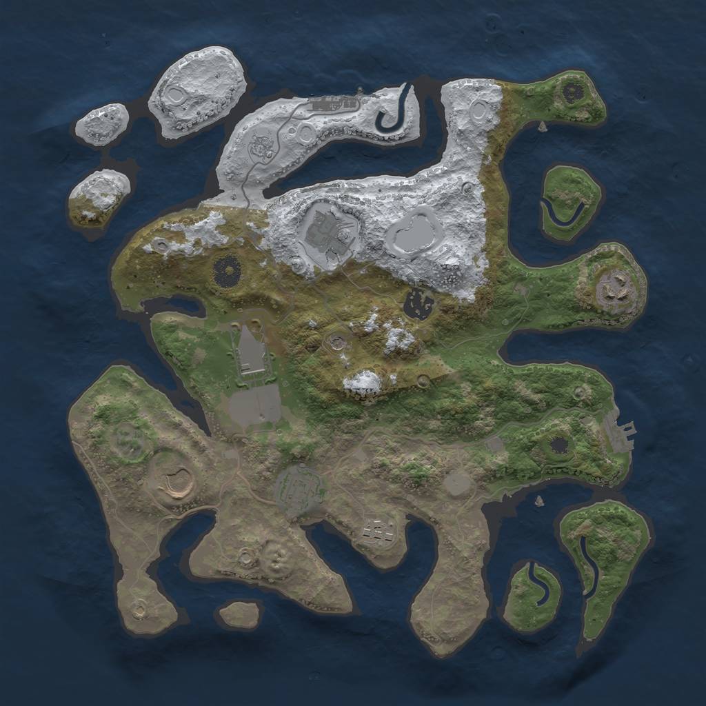 Rust Map: Procedural Map, Size: 3500, Seed: 1834327, 16 Monuments