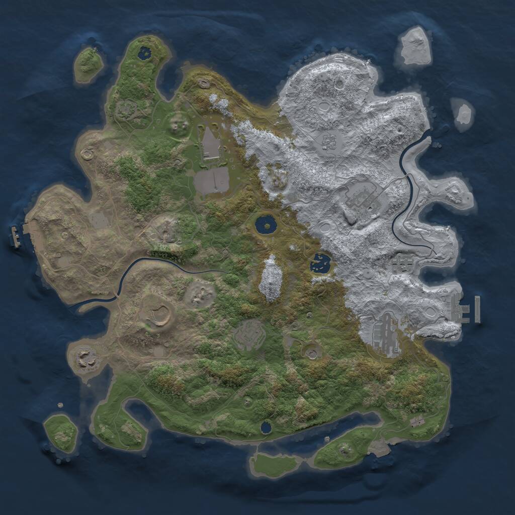 Rust Map: Procedural Map, Size: 3800, Seed: 5302442, 14 Monuments