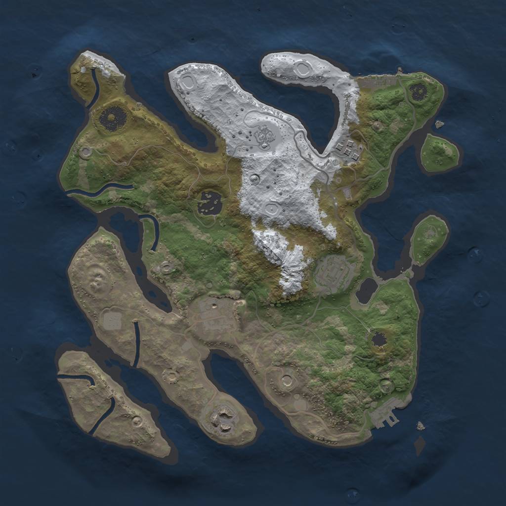 Rust Map: Procedural Map, Size: 3000, Seed: 100373343, 14 Monuments